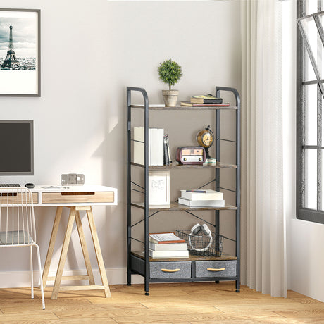 immagine-2-easycomfort-easycomfort-mobile-libreria-con-4-scaffali-e-2-cassetti-in-truciolato-acciaio-e-tessuto-effetto-lino-64x27-5x121-cm