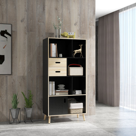 immagine-2-easycomfort-easycomfort-mobile-libreria-moderna-in-mdf-e-truciolato-con-2-cassetti-e-7-ripiani-aperti-80x40x165-cm