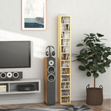 easycomfort easycomfort mobile libreria porta cd a 12 ripiani per 204 cd in mdf e truciolato 21x20x175 cm color legno