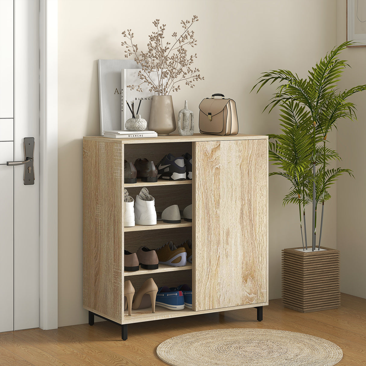 easycomfort easycomfort mobile scarpiera a 4 livelli in truciolato e acciaio con ripiani regolabili max 12 paia 80x40x93 cm