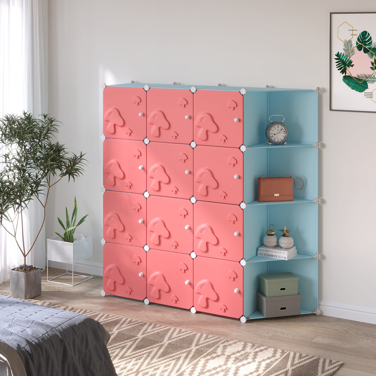 immagine-2-easycomfort-easycomfort-mobile-scarpiera-modulare-salvaspazio-a-fungo-16-cubi-in-acciaio-e-pp-145x47x145-cm-rosa-e-blu