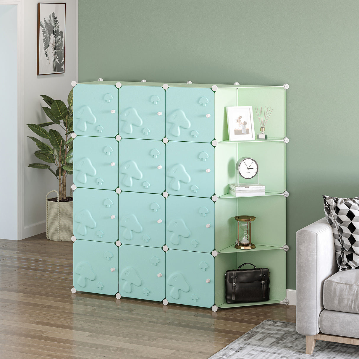 immagine-2-easycomfort-easycomfort-mobile-scarpiera-modulare-salvaspazio-a-fungo-16-cubi-in-acciaio-e-pp-145x47x145-cm-verde-e-blu