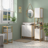 easycomfort easycomfort mobile sottolavabo bagno con 2 ante a pressione in bambu e mdf con intaglio a u 70x33x79 5cm bianco