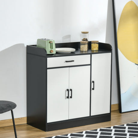 immagine-2-easycomfort-easycomfort-mobiletto-da-cucina-moderno-in-mdf-con-2-armadietti-1-cassetto-e-ripiani-regolabili-90x40x90-cm-bianco-e-nero