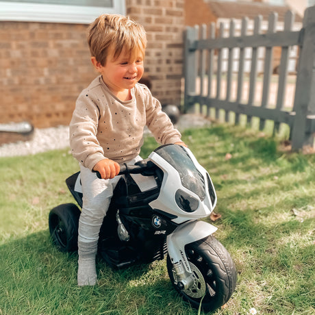 easycomfort easycomfort moto elettrica per bambini max 20kg con licenza bmw macchina elettrica con 3 ruote batteria ricaricabile 6v bianco nera 66x37x44cm