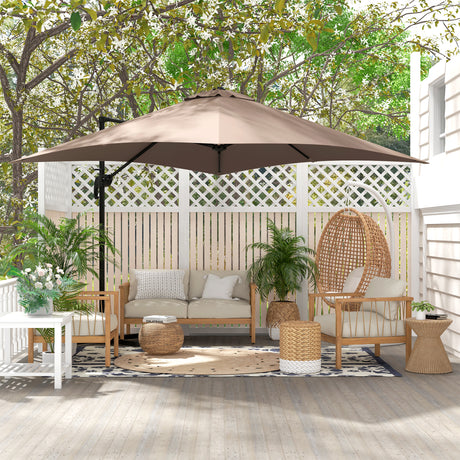 easycomfort easycomfort ombrellone 3x3 m a braccio con 8 stecche pedale e manovella in alluminio e poliestere color khaki