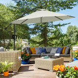 easycomfort easycomfort ombrellone a braccio a 8 stecche con base a croce in alluminio metallo e poliestere 3x2 6 m crema