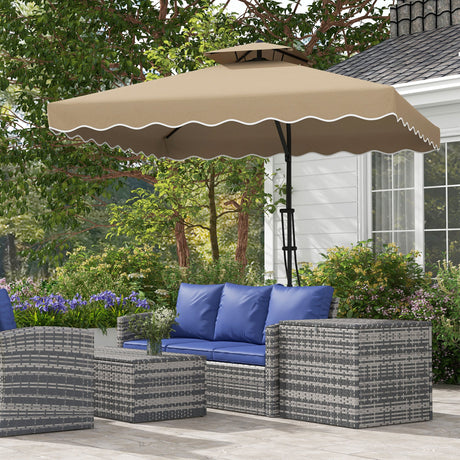 easycomfort easycomfort ombrellone a sbalzo con doppio tetto apertura a manovella e base a croce 2 5x2 5m cachi