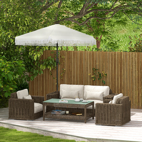 easycomfort easycomfort ombrellone da giardino 2 3x2 2m inclinabile con palo centrale e manovella crema