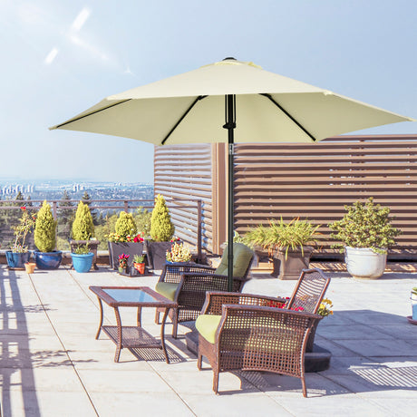 easycomfort easycomfort ombrellone da giardino 2 7x2 5 m in poliestere e metallo con tettuccio inclinabile beige nero