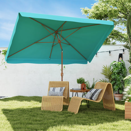 easycomfort easycomfort ombrellone da giardino 2x3 m con apertura a manovella inclinabile e anti uv 50 turchese