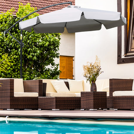 easycomfort easycomfort ombrellone da giardino a braccio con apertura a manovella in metallo e poliestere 2 7x2 7 m grigio