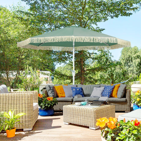 easycomfort easycomfort ombrellone da giardino a manovella inclinabile e palo a 2 sezioni poliestere e metallo 2 6x2 4 m verde