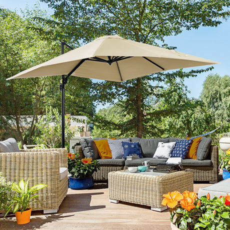 easycomfort easycomfort ombrellone da giardino con angolazione regolabile su 5 livelli e a 360 2 5x2 5 m color crema