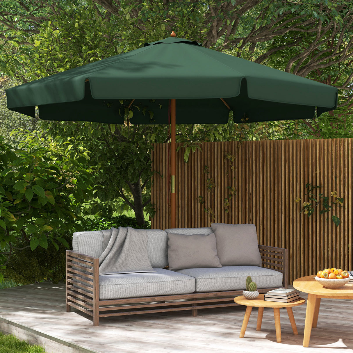 easycomfort easycomfort ombrellone da giardino con doppio tettuccio in bambu e poliestere 325x250 cm verde