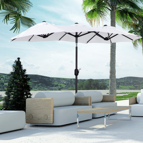 easycomfort easycomfort ombrellone da giardino doppio inclinabile con apertura a manovella 295x152x222cm bianco