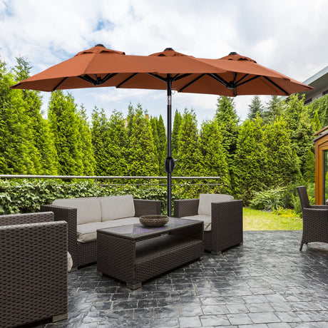 easycomfort easycomfort ombrellone da giardino doppio inclinabile con apertura a manovella 295x152x222cm rosso