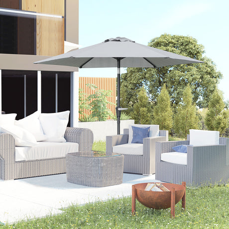 easycomfort easycomfort ombrellone da giardino inclinabile 2 3x2m con apertura a manovella e 6 stecche grigio