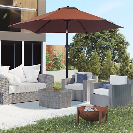 easycomfort easycomfort ombrellone da giardino inclinabile con manovella in alluminio metallo e poliestere 260x235 cm nero e caffe