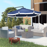 easycomfort easycomfort ombrellone decentrato a 8 stecche con base a croce in acciaio e poliestere 295x260 cm blu scuro