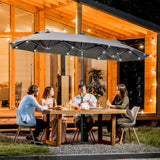 easycomfort easycomfort ombrellone doppio con base a crocee luci solari 295x150x219cm grigio