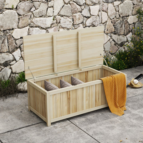 easycomfort easycomfort panca contenitore da giardino da 172l in legno di abete 120x55x45cm colore legno