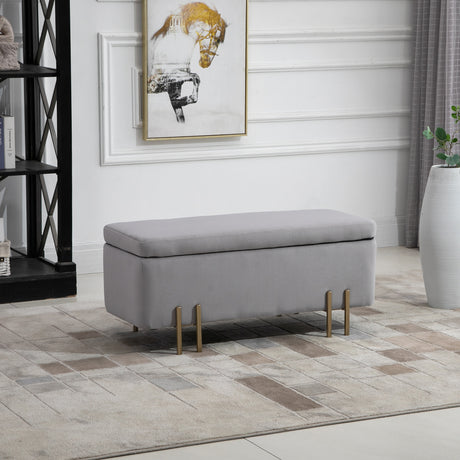 easycomfort easycomfort panca contenitore imbottita per soggiorno e camera da letto 100 x 40 x 42 cm grigio ean 8054144132105