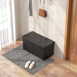 easycomfort easycomfort panca contenitore pieghevole da 84l coperchio imbottito e rivestimento finta pelle 76x38x38cm nero