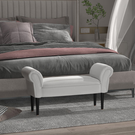 easycomfort easycomfort panca fondo letto con braccioli arrotolati panca imbottita per camera da letto grigio 102x36x51cm ean 8054144135427