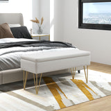 easycomfort easycomfort panca fondo letto con contenitore in tessuto e gambe in acciaio 100x40x49cm crema