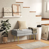 easycomfort easycomfort panca fondo letto con spazio portaoggetti in acciaio e poliestere 79 5x37 5x43 cm grigia