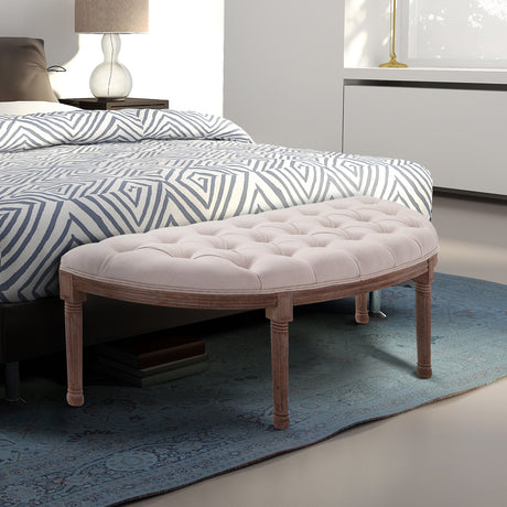 easycomfort easycomfort panca fondoletto semicircolare con struttura in legno e imbottitura in stile chesterfield beige 1405x51x48cm ean 8054144138909