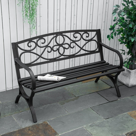 immagine-2-easycomfort-easycomfort-panchina-da-giardino-2-posti-in-acciaio-e-ghisa-con-braccioli-e-decorazione-128x58-5x85cm-nero