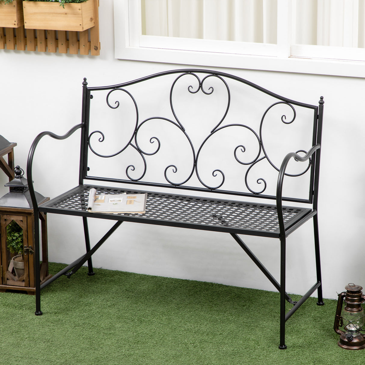 immagine-2-easycomfort-easycomfort-panchina-da-giardino-in-acciaio-a-2-posti-in-stile-classico-106x42x95cm-nero