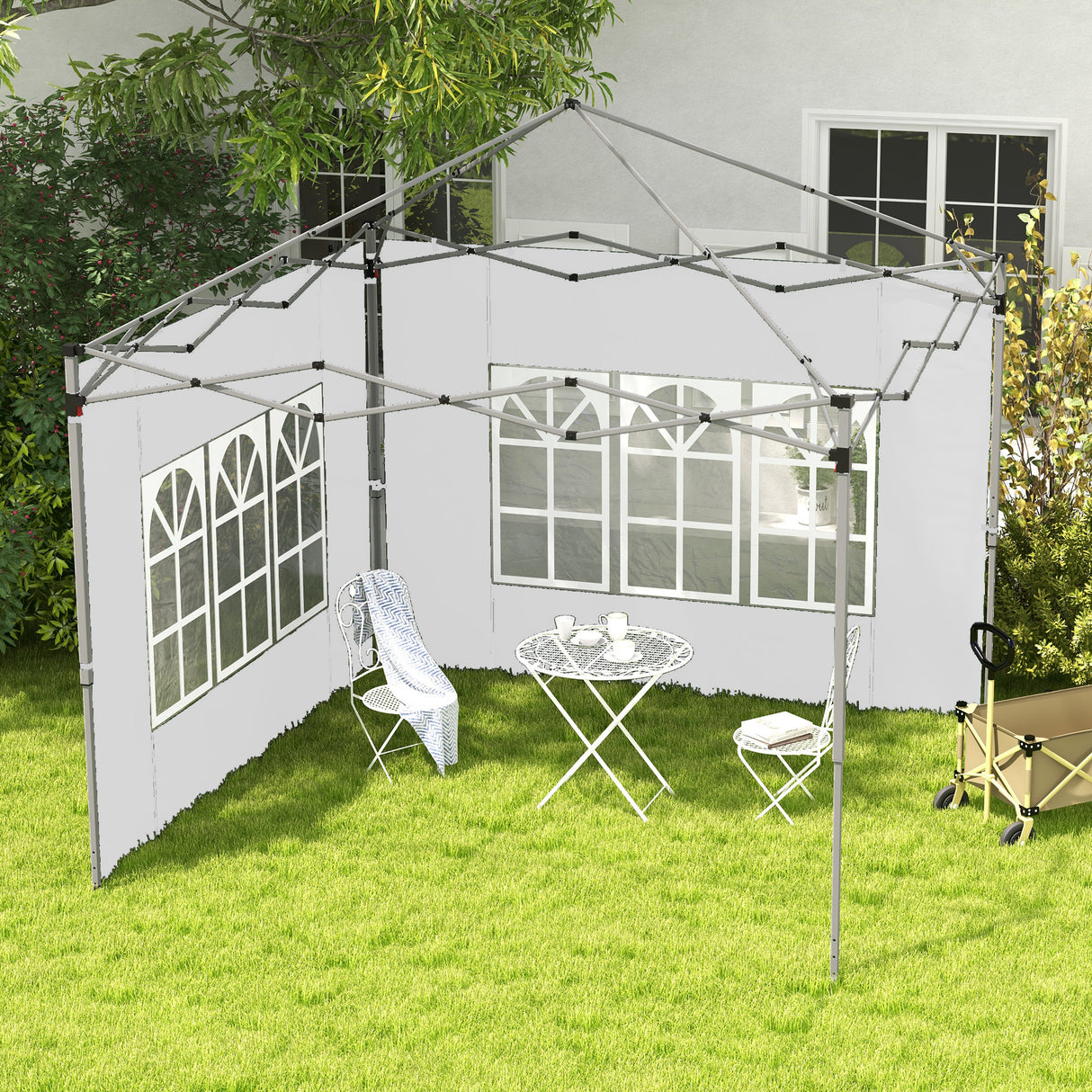 easycomfort easycomfort pareti per gazebo 3x3 o 3x4 con finestrelle incluse in plastica e tessuto oxford 295x195 cm bianco