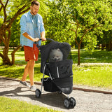 easycomfort easycomfort passeggino per cani piccoli pieghevole con ruote girevoli e freno 75x45x97 cm nero