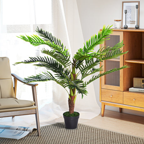 easycomfort easycomfort pianta artificiale palma cycas alta 123cm per interno ed esterno con vaso incluso