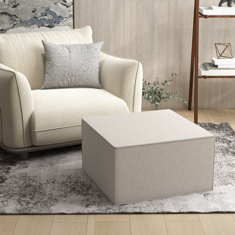 easycomfort easycomfort poggiapiedi 2 in 1 con rivestimento rimovibile in tessuto effetto lino 75x75x41 cm beige