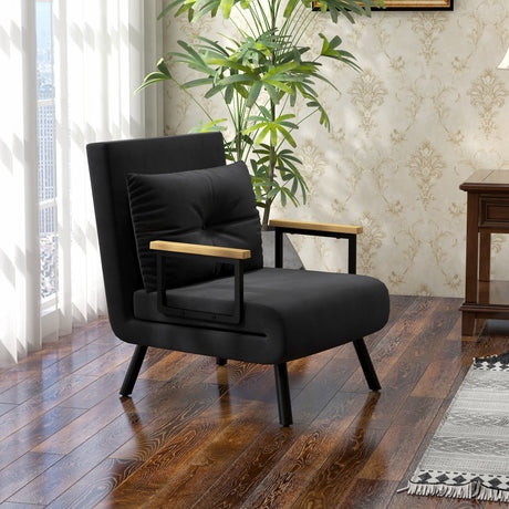 easycomfort easycomfort poltrona letto 3 in 1 con schienale reclinabile in 5 posizioni e cuscino 63x73x81 cm nero