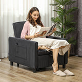 easycomfort easycomfort poltrona letto reclinabile con tasche laterali in tessuto effetto velluto 74x84x81 cm grigio scuro