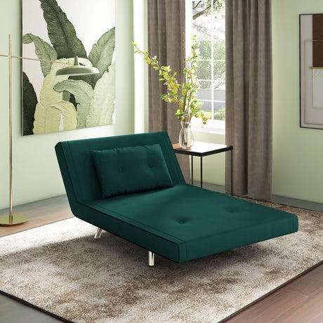 easycomfort easycomfort poltrona letto singolo con schienale reclinabile in velluto 100x88x83cm verde scuro