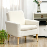 easycomfort easycomfort poltrona per salotto imbottita poltrona moderna in pile e legno 75x78x81 cm bianco crema