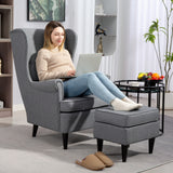 easycomfort easycomfort poltrona per salotto in tessuto con pouf poggiapiedi schienale alto e cuscino 75x83x104 cm grigio
