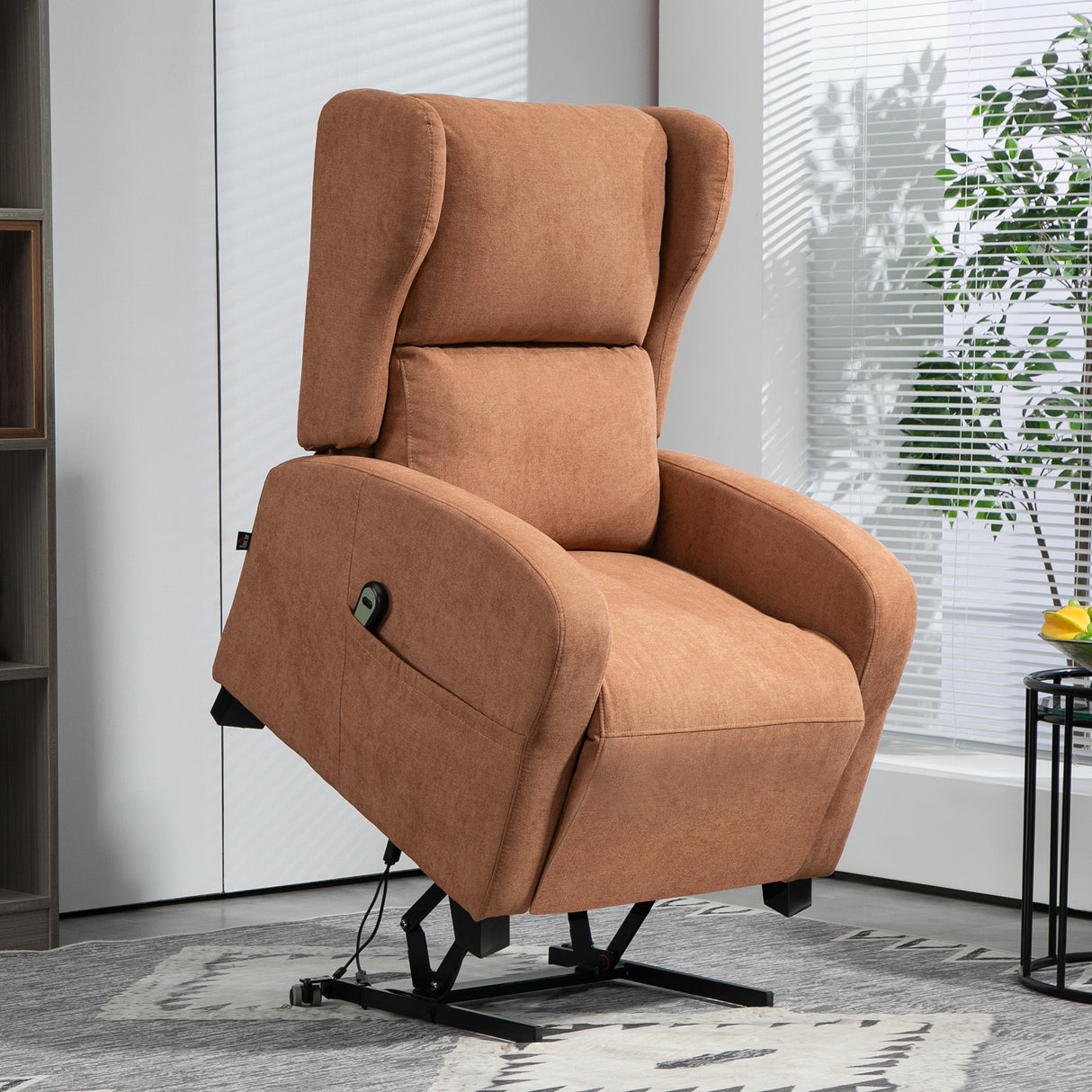 easycomfort easycomfort poltrona relax alzapersona in velluto con schienale reclinabile a 160 con telecomando marrone scuro