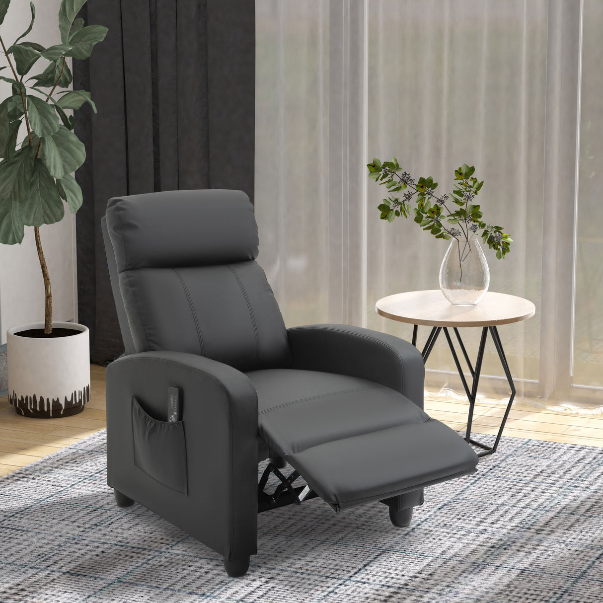 easycomfort easycomfort poltrona relax massaggiante con telecomando e 8 programmi reclinazione e poggiapiedi 68x88x98cm nero