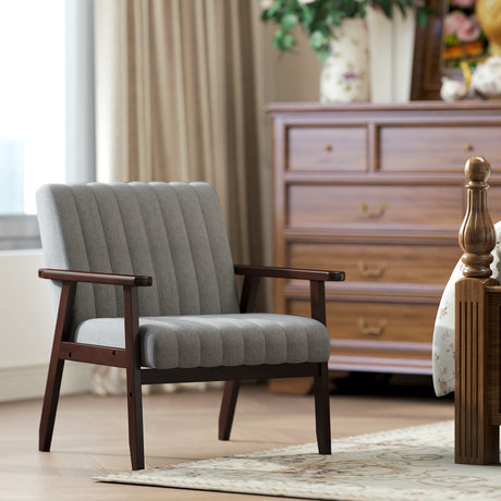 easycomfort easycomfort poltroncina da camera moderna imbottita in tessuto e legno con cuciture tubolari grigio