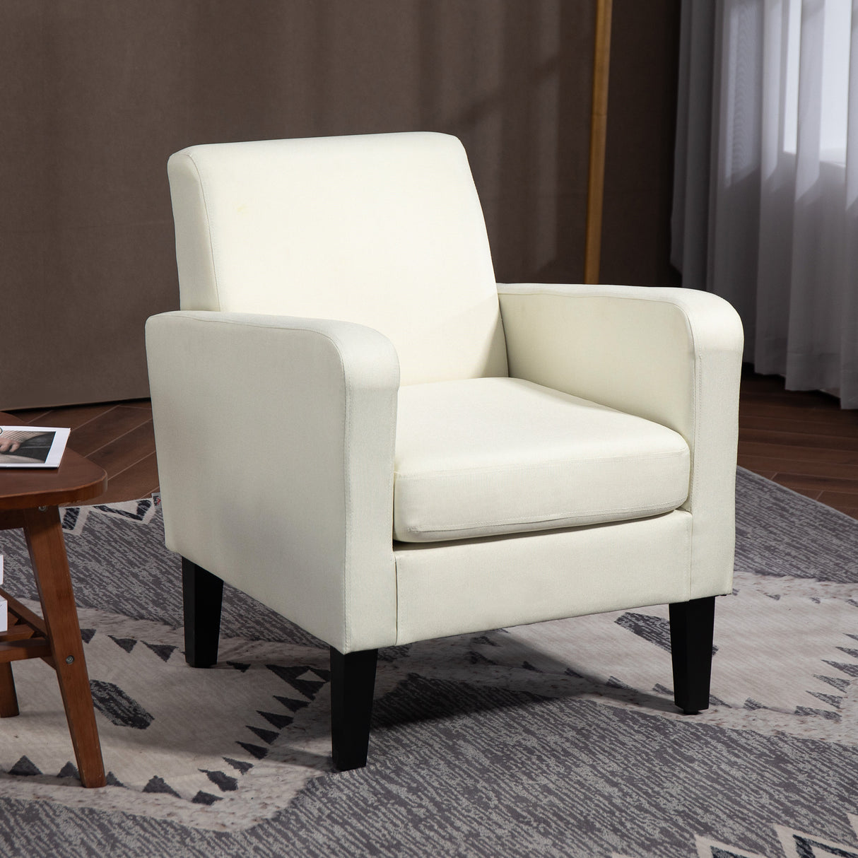 easycomfort easycomfort poltroncina da camera moderna in tessuto con braccioli 66x72x74 cm crema