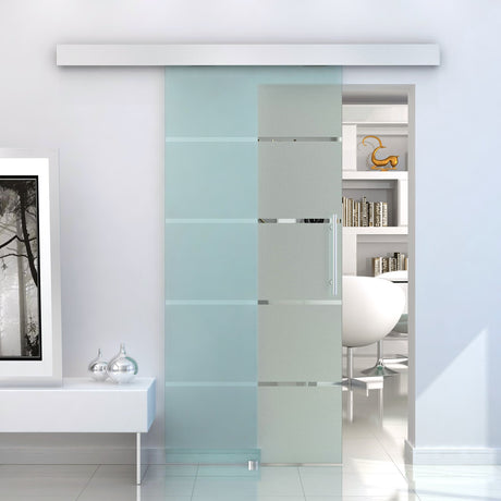 easycomfort easycomfort porta scorrevole interna in vetro smerigliato e satinato con binario b2 e maniglia per bagno cucina studio vetro 205x 102 5x 08cm ean 8055776910413