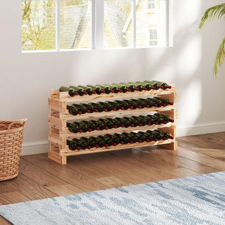 easycomfort easycomfort portabottiglie in legno di pino cantinetta vini con 4 ripiani per 48 bottiglie 114x28x56 5 cm colore legno