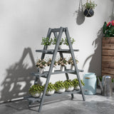 easycomfort easycomfort portapiante verticale 3 livelli a doghe in legno di abete 100x36x112 cm grigio